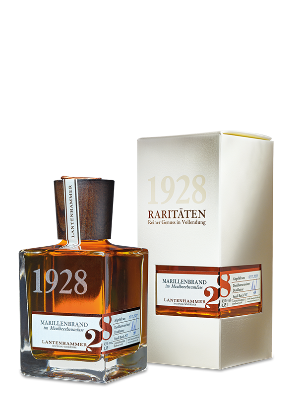 1928 RARITÄT Marillenbrand gelagert im Maulbeerholzfass 43%