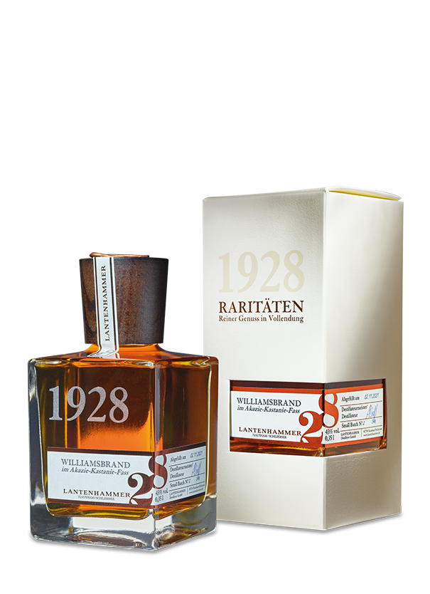 1928 RARITÄT Williamsbirnenbrand gelagert im Akazien- Kastanienholzfass 43%